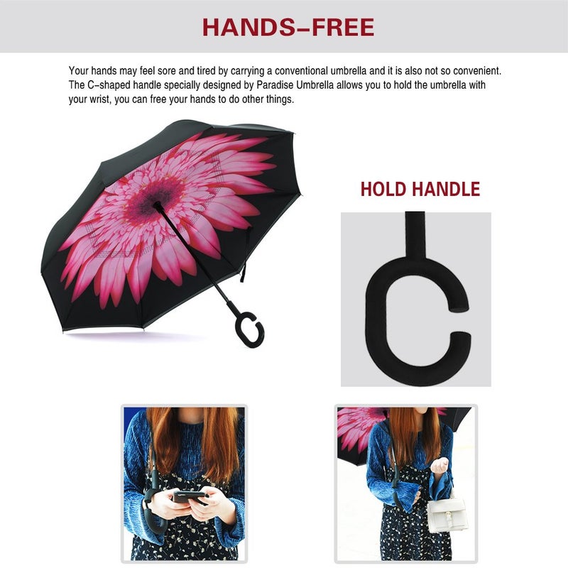 SIEPASA Spar. Saa Double Layer Inverted Umbrella with C-Shaped Handle, Anti-UV Waterproof Windproof Straight Umbrella for Car Rain Outdoor Use - Image 3